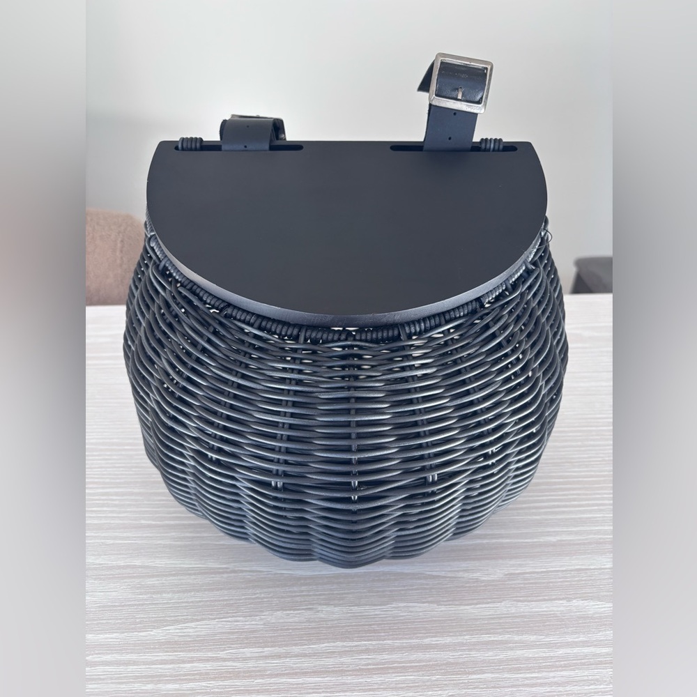 CB2 Black Woven Bike Basket - Picture 7 of 7